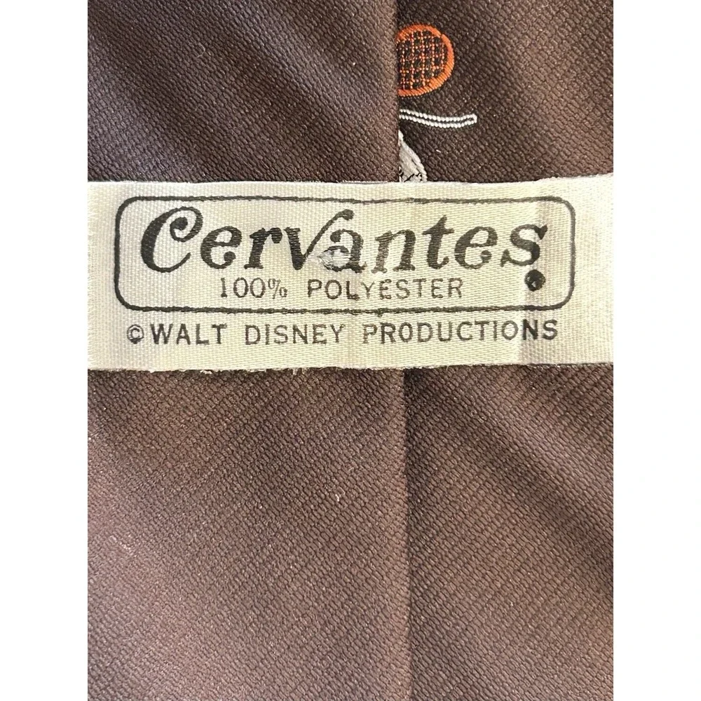 Vintage Men's Walt Disney Cervantes Brown‎ Tie Mens Mickey Mouse Tennis Theme